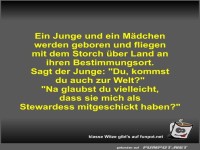 Ein Junge und ein Mdchen werden geboren und fliegen mit...