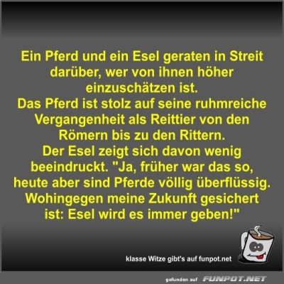 Ein-Pferd-und-ein-Esel-geraten-in-Streit-darüber.jpg von Fossy