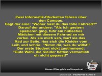 Zwei Informatik-Studenten fahren ber den Campus