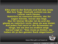 Elke sitzt in der Schule und hat das erste Mal ihre Tage