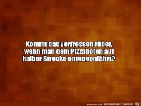 Dem Pizzaboten entgegenfahren