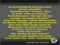 An eine Schie�bude kommt ein schon ziemlich geschaffter...