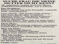 Mamas Liebling sucht Unbekannte