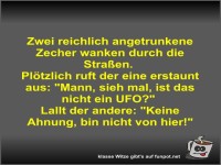 Zwei reichlich angetrunkene Zecher wanken durch die Straen