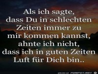 als ich sagte, dass du in schlechten Zeiten........