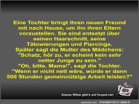 Eine Tochter bringt ihren neuen Freund mit nach Hause