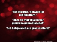 Lustiger Dialog ber Rotwein und ein groes Herz