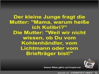 Der kleine Junge fragt die Mutter
