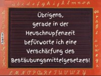 Lustige Tafel �ber Heuschnupfen und Gesetze