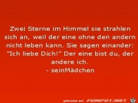 zwei Sterne am Himmel, sie strahlen sich an,.....