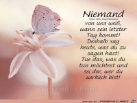 Niemand von uns wei wenn der letzte Tag kommt