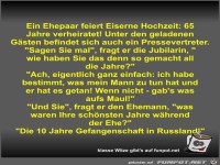 Ein Ehepaar feiert Eiserne Hochzeit