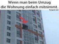 Kreativer Umzug in Hochhaus