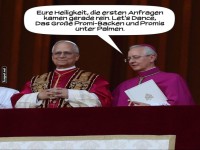 Humorvolle Anfrage an den Papst im Comic-Stil