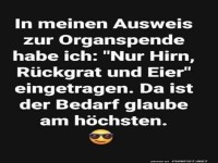 Humorvoller Organspendeausweis Eintrag
