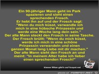 Ein 90-jähriger Mann geht im Park spazieren und sieht einen