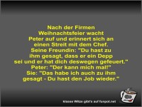Nach der Firmen Weihnachtsfeier wacht Peter auf und...