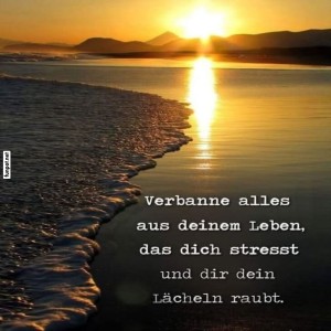 herz-Bild: Sonnenaufgang am Strand mit inspirierendem Zitat