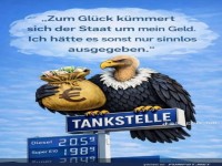 Die Steuergeier warten an der Zapfs�ule!