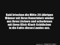 Fahrradfahrer kehren in die Caf�s zur�ck