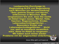 Lautsprecher-Durchsage im Regionalzug ALEX von Regensburg...