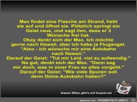Max findet eine Flasche am Strand