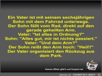 Ein Vater ist mit seinem sechsj�hrigen Sohn mit dem Fahrrad