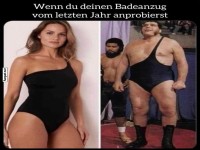 Lustiger Badeanzug-Vergleich