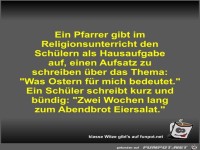Ein Pfarrer gibt im Religionsunterricht den Sch�lern als...