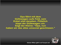 Opa f�hrt mit dem G�llewagen aufs Feld