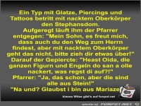 Ein Typ mit Glatze, Piercings und Tattoos betritt mit...