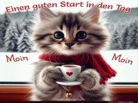 Niedliches Ktzchen wnscht guten Start in den Tag