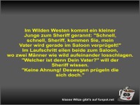 Im Wilden Westen kommt ein kleiner Junge zum Sheriff gerannt