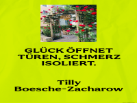 Glck und Schmerz Zitat mit Gartenmotiv
