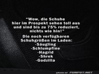 Schuhgr��en im Laden witzig beschrieben