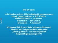 Gestern: Teures Ausgehen erlebt