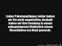 Mitteilung zum Paket