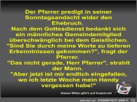 Der Pfarrer predigt in seiner Sonntagsandacht wider den...