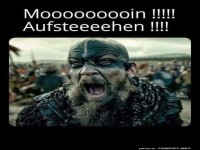 Energischer Weckruf mit einem Wikinger