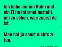 Humorvoller Spruch �ber Huhn und Ei