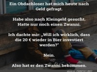 Obdachlosen 20 Euro gegeben