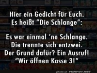Die Schlange und die ge�ffnete Kasse