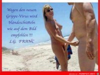 Grippe Virus und Händeschütteln