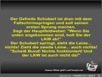 Der Gefreite Schubert ist dran mit dem Fallschirmspringen...