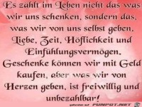 Es zhlt im Leben nicht das was wir uns schenken