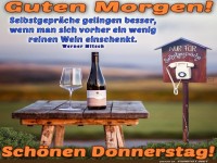 Start in den Tag mit einem Lcheln und Wein