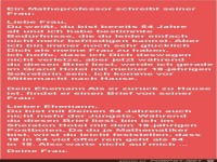 ein Matheprofessor schreibt seiner Frau