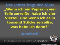 Witz über das Zerteilen von Papier