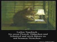 Katze schreibt ins Tagebuch
