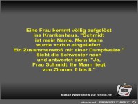 Eine Frau kommt v�llig aufgel�st ins Krankenhaus